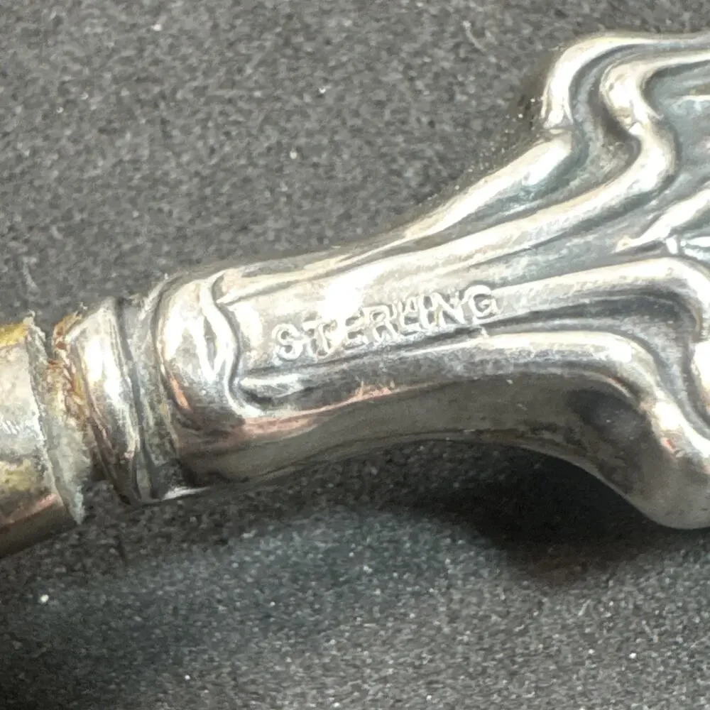 Antique Sterling Silver Shoe Horn Art Lady Handle